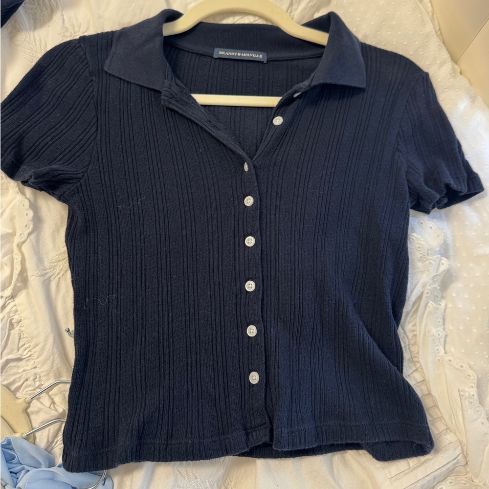 Brandy Melville Dark Blue Button-Down Shirt